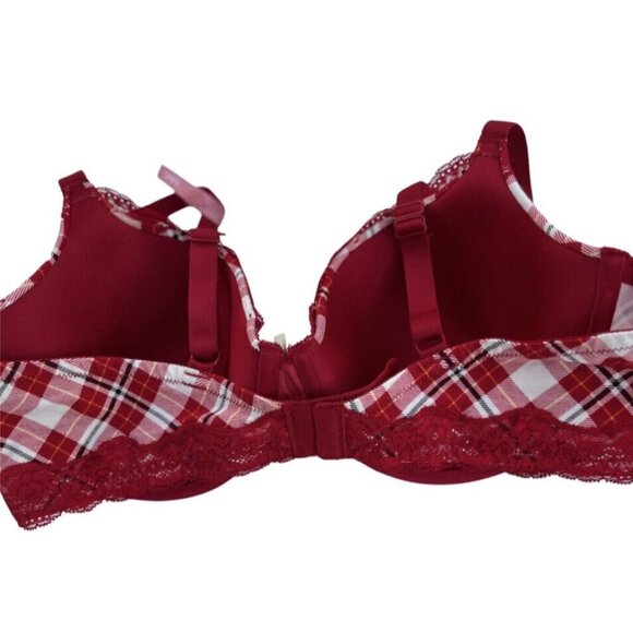 Ambrielle Organic Cotton Demi Classic Racerback Red Plaid Bra Size 38C - Picture 9 of 12